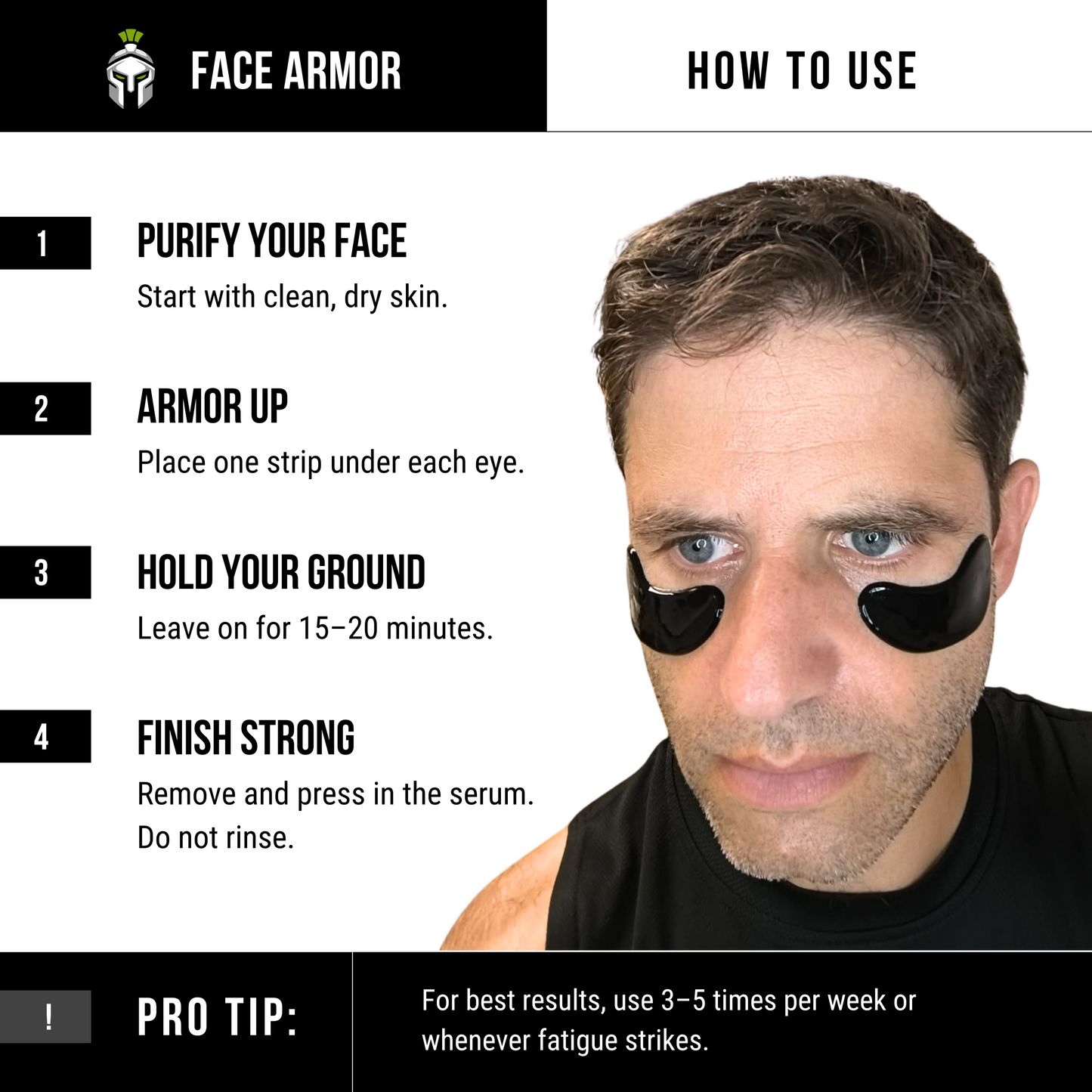 Face Armor Under Eye Battle Strips for Men (Pack of 6)